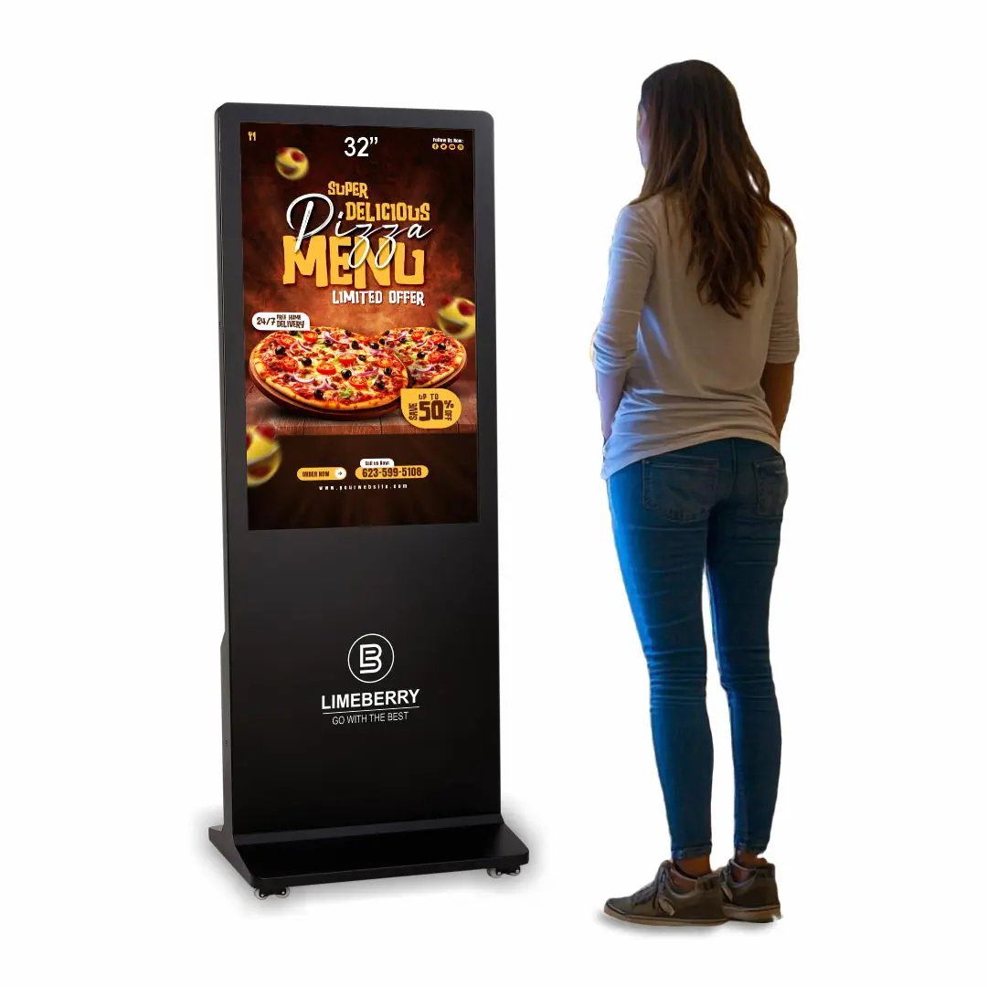 32 Inch Indoor Digital Signage Standee Half Glass I-Shape High-Resolution Screens Led Display (LB321-IUH)