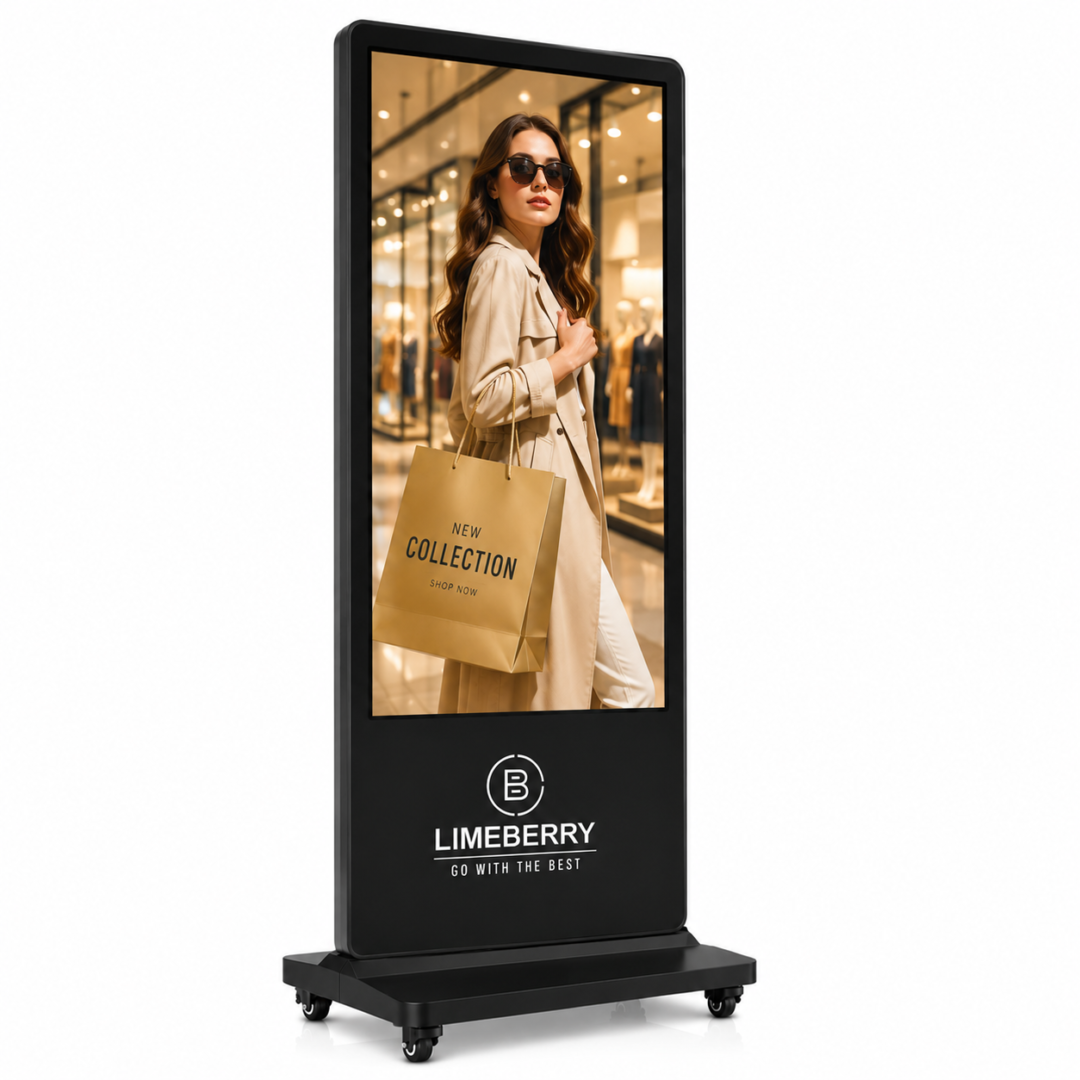 LIMEBERRY 43 Inch Full HD Digital Standee | I-Shape Digital Signage Display for Ads & Promotinal Events